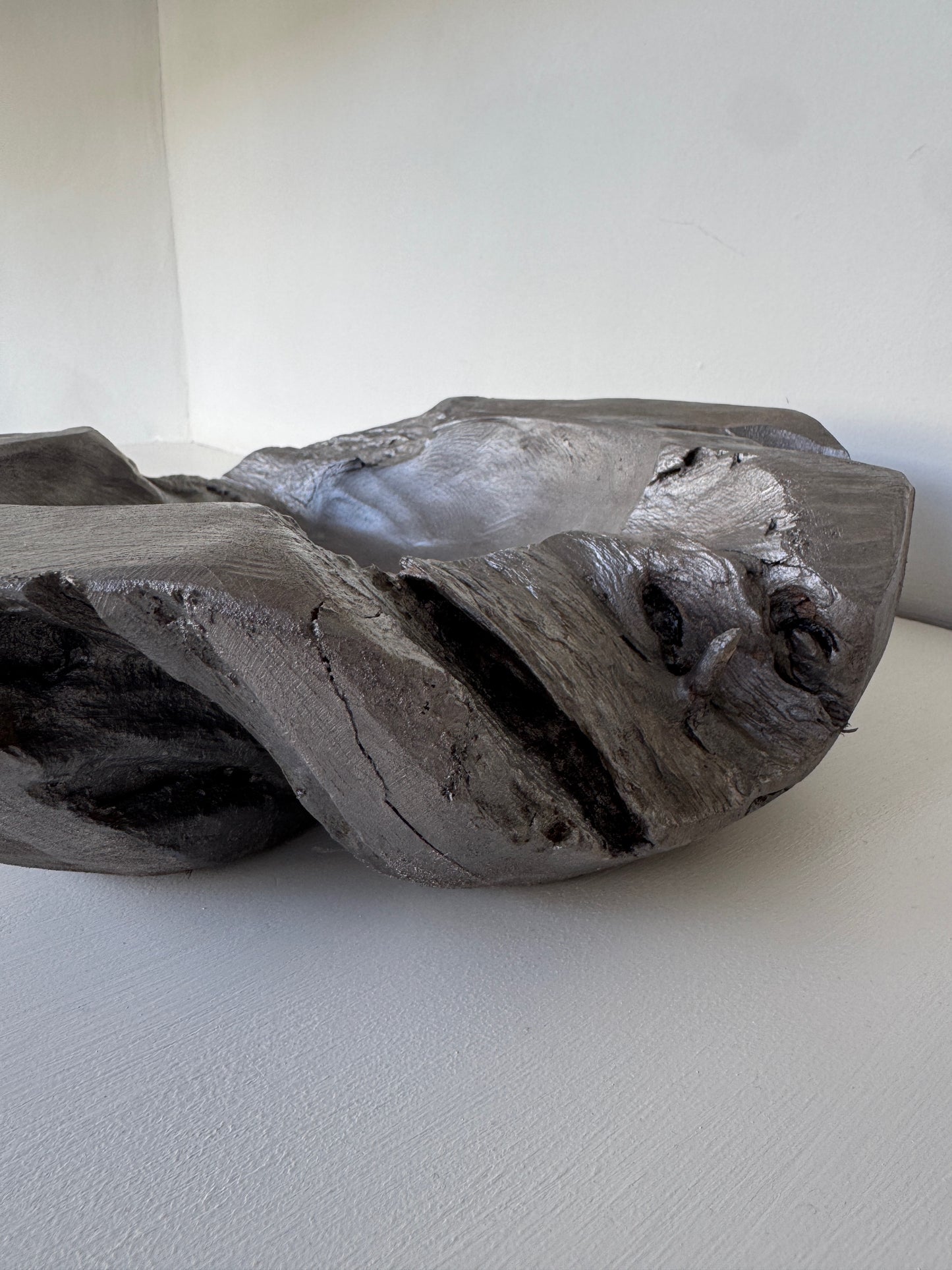 Teak vessel - chrome